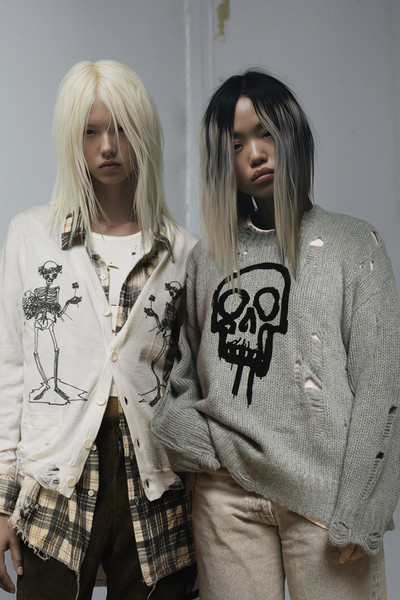 R13 SKELETAL CARDIGAN - WHITE outlook