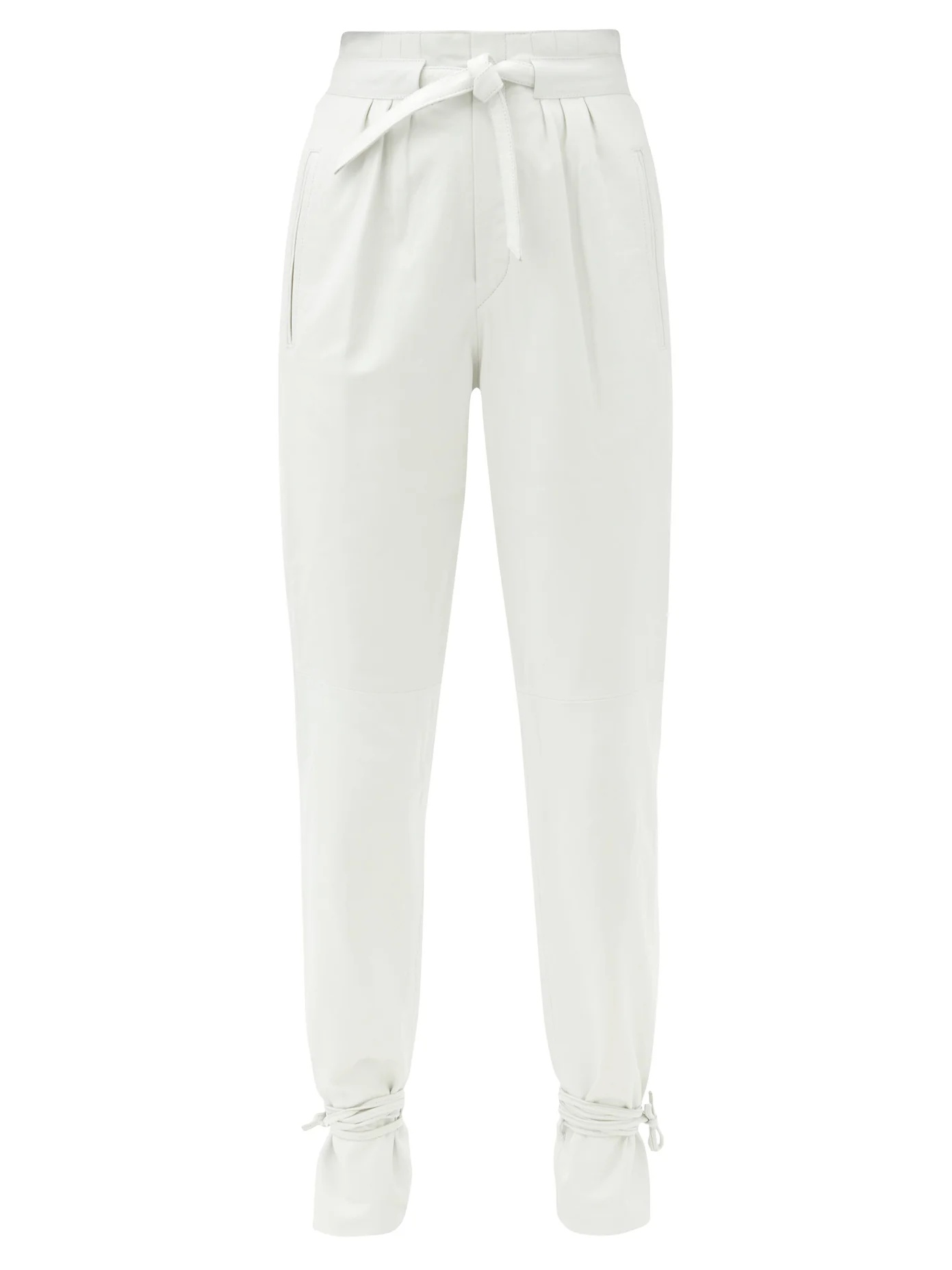 Duardo tied-ankle leather tapered trousers - 1