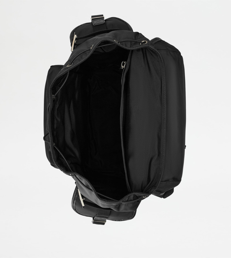 BACKPACK IN FABRIC AND LEATHER MEDIUM - BLACK 4