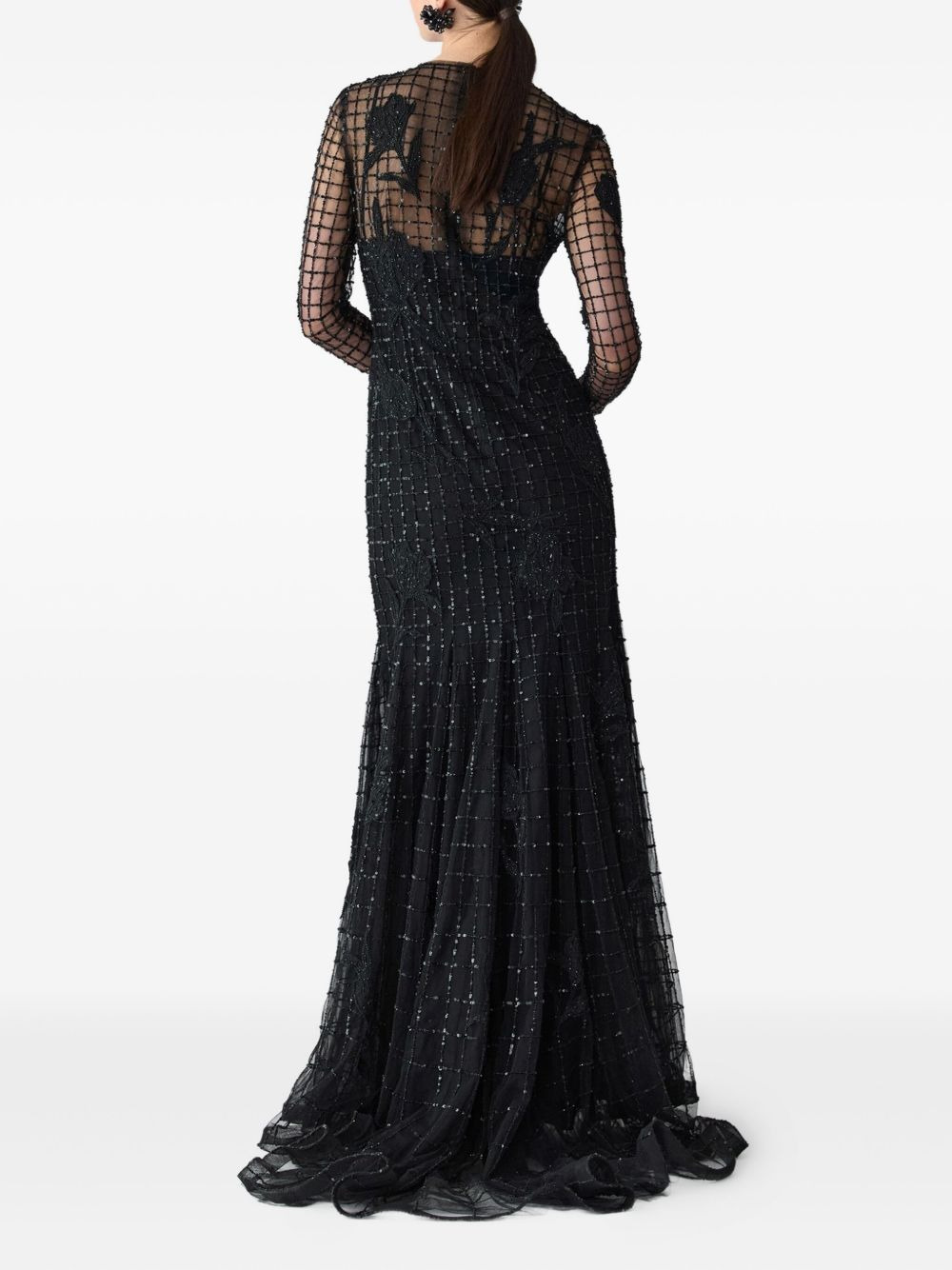 embroidered-tulle trumpet gown - 3