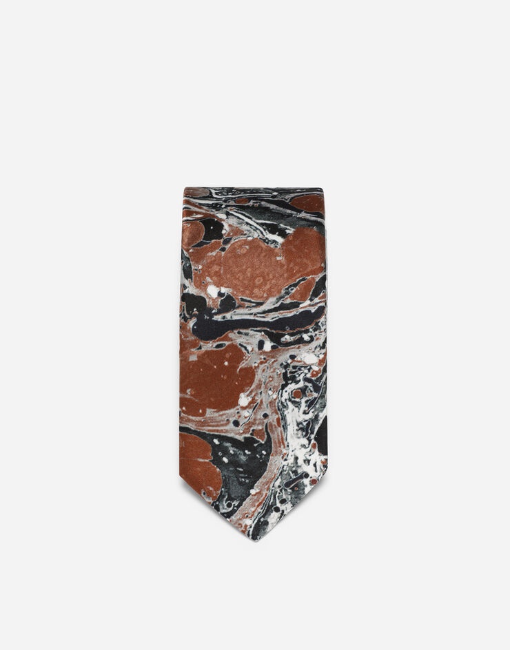 6-cm silk blade tie with marbled print - 2