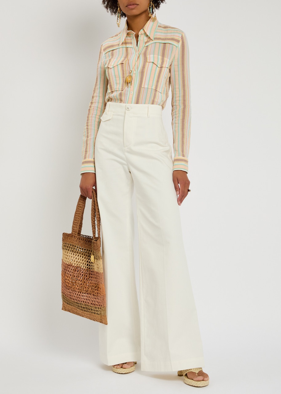 Chloe Flared-leg Canvas Trousers - 4