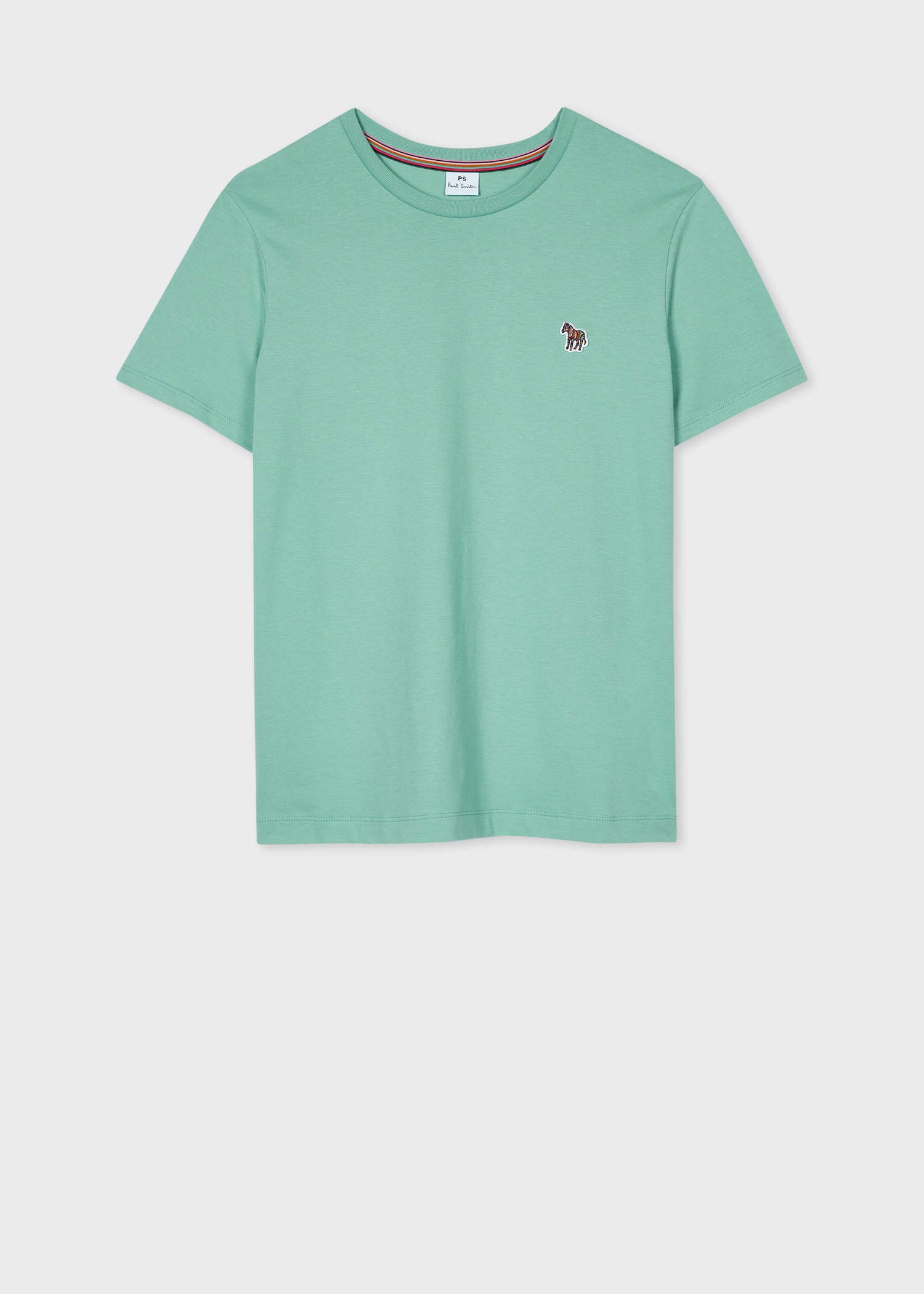 Women's Pale Teal Zebra Logo Cotton T-Shirt - 1