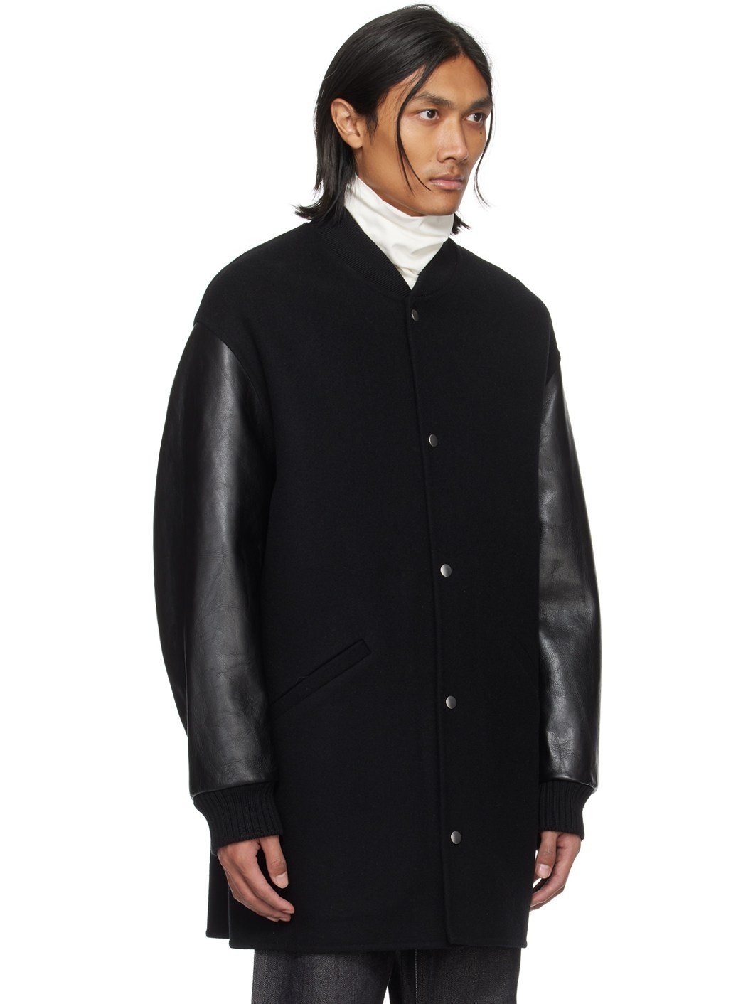 Black Paneled Coat - 2