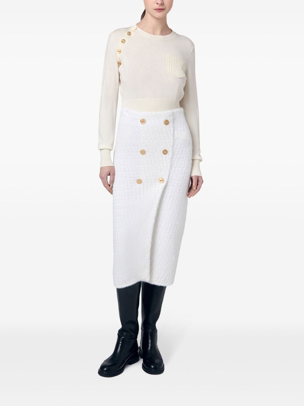 logo-button wool jumper - 2
