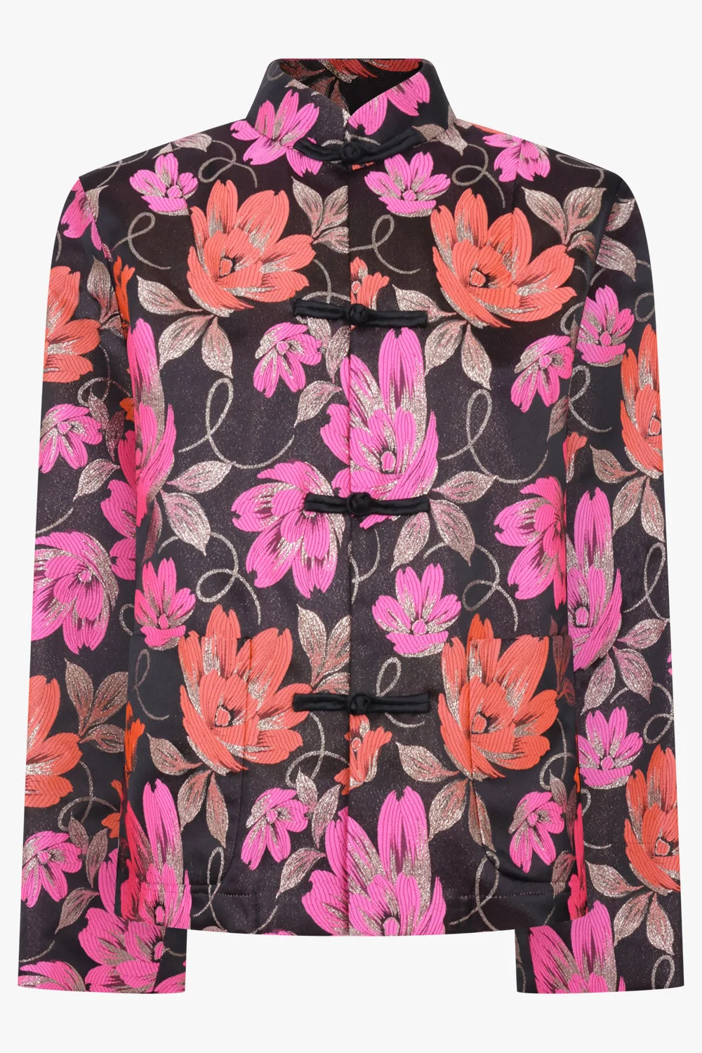 FLORAL PRINT TANG JACKET | BLACK/PINK - 1