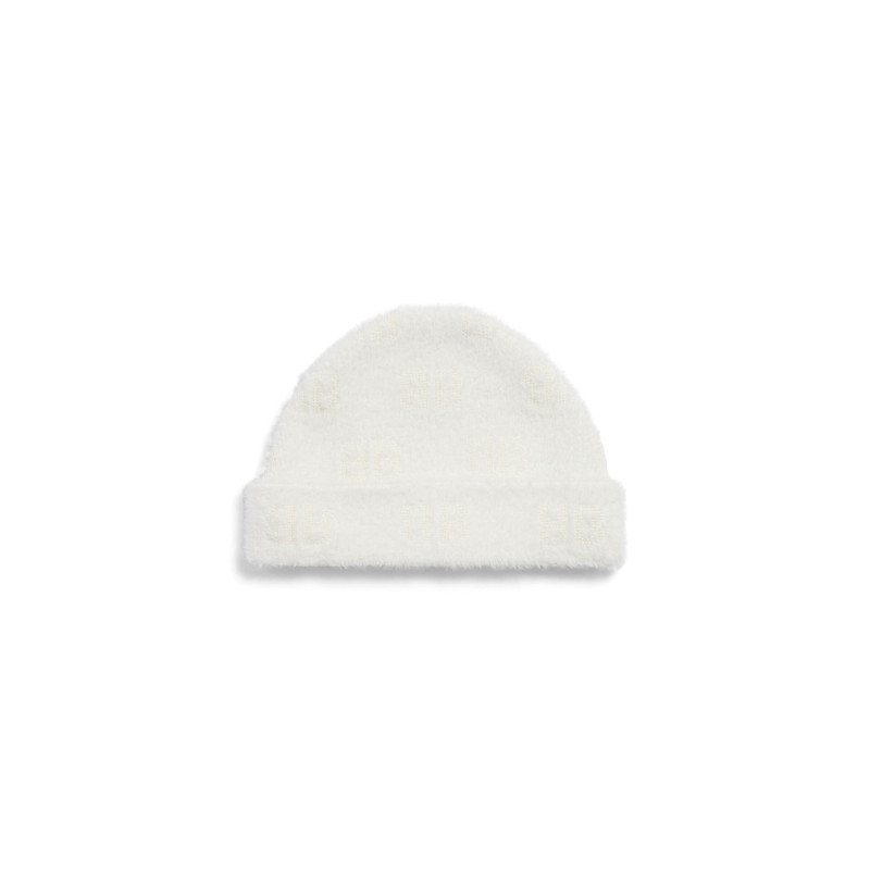 Women's Furry Beanie in White 1