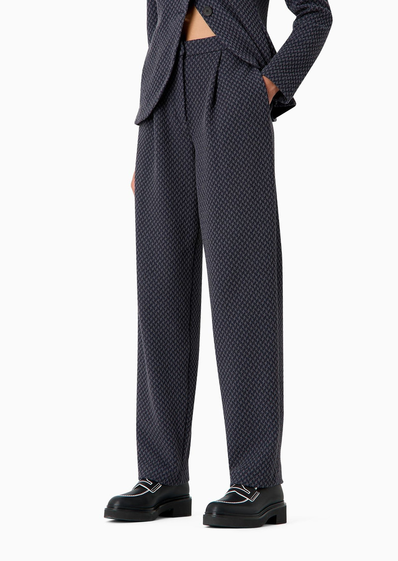 Knit-effect jacquard jersey trousers with darts 2