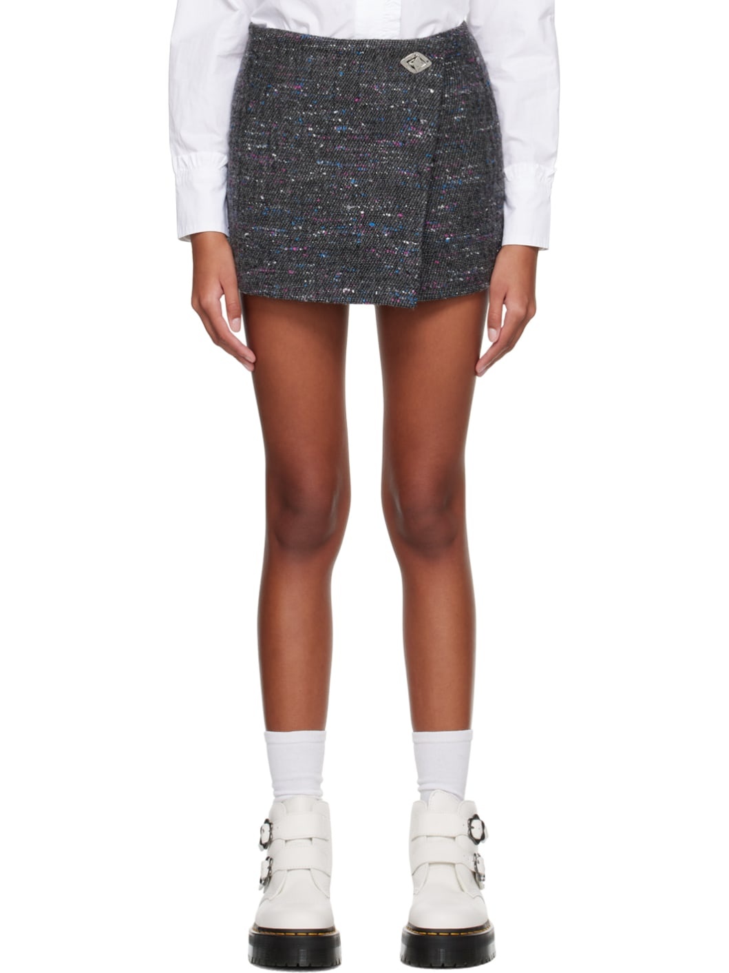 Gray Wrap Miniskirt - 1