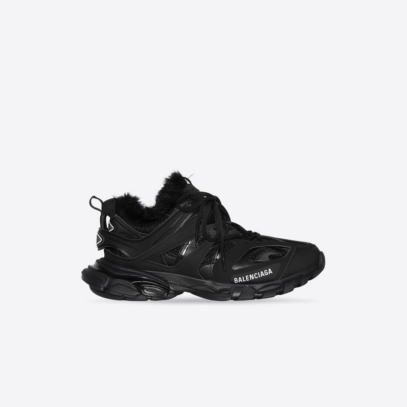 Men's Track Sneaker Fake Fur in Black - 1