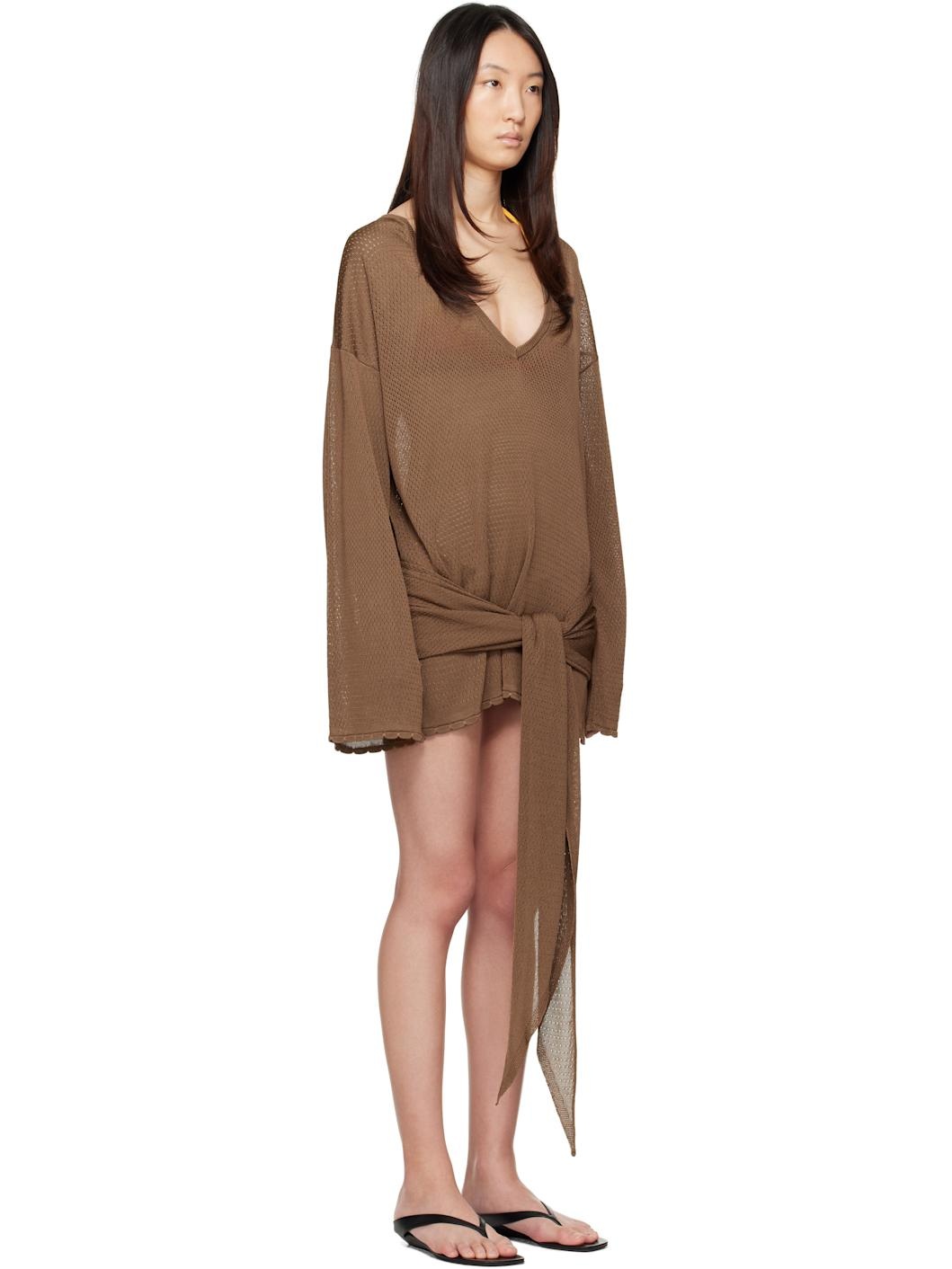 Brown Mini Abito Cover-up - 2
