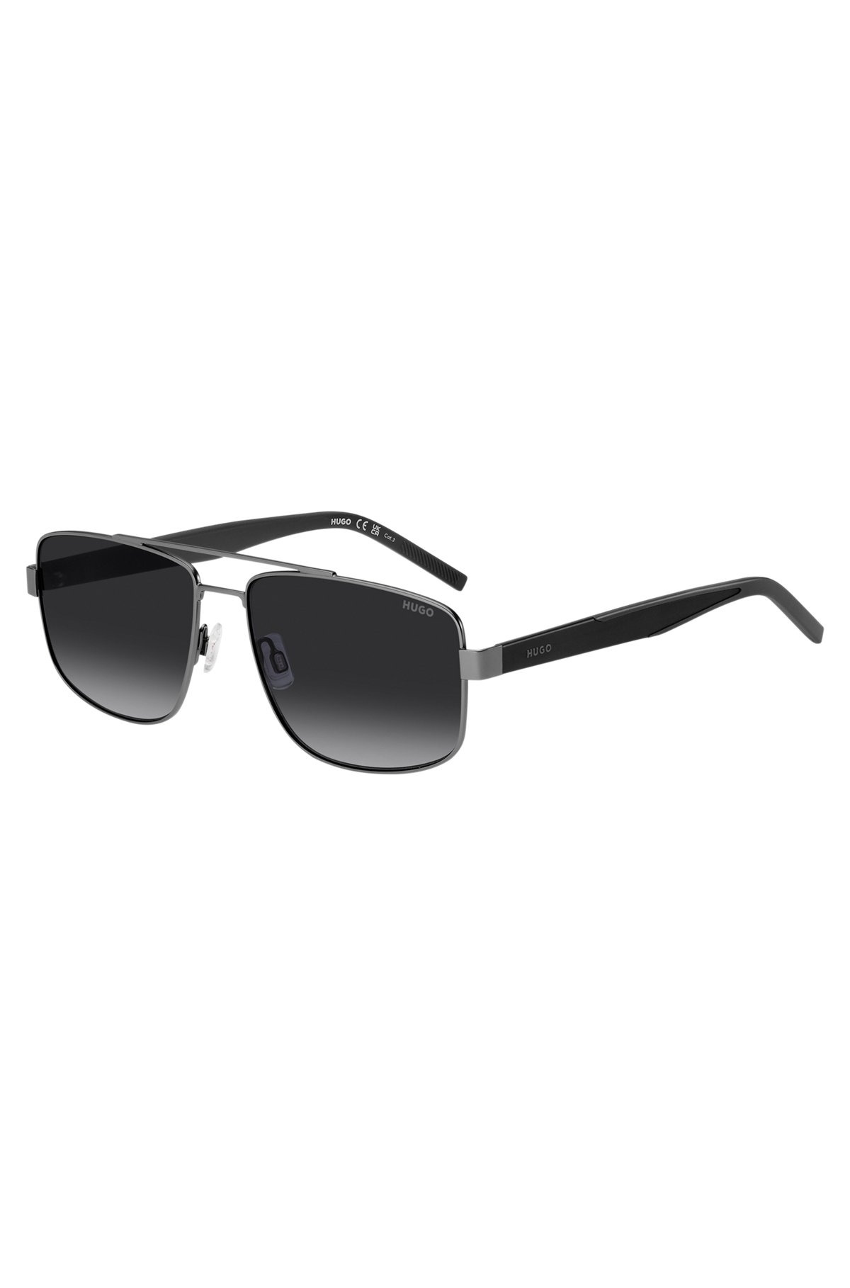 DOUBLE-BRIDGE SUNGLASSES IN GRAY AND BLACK - 1