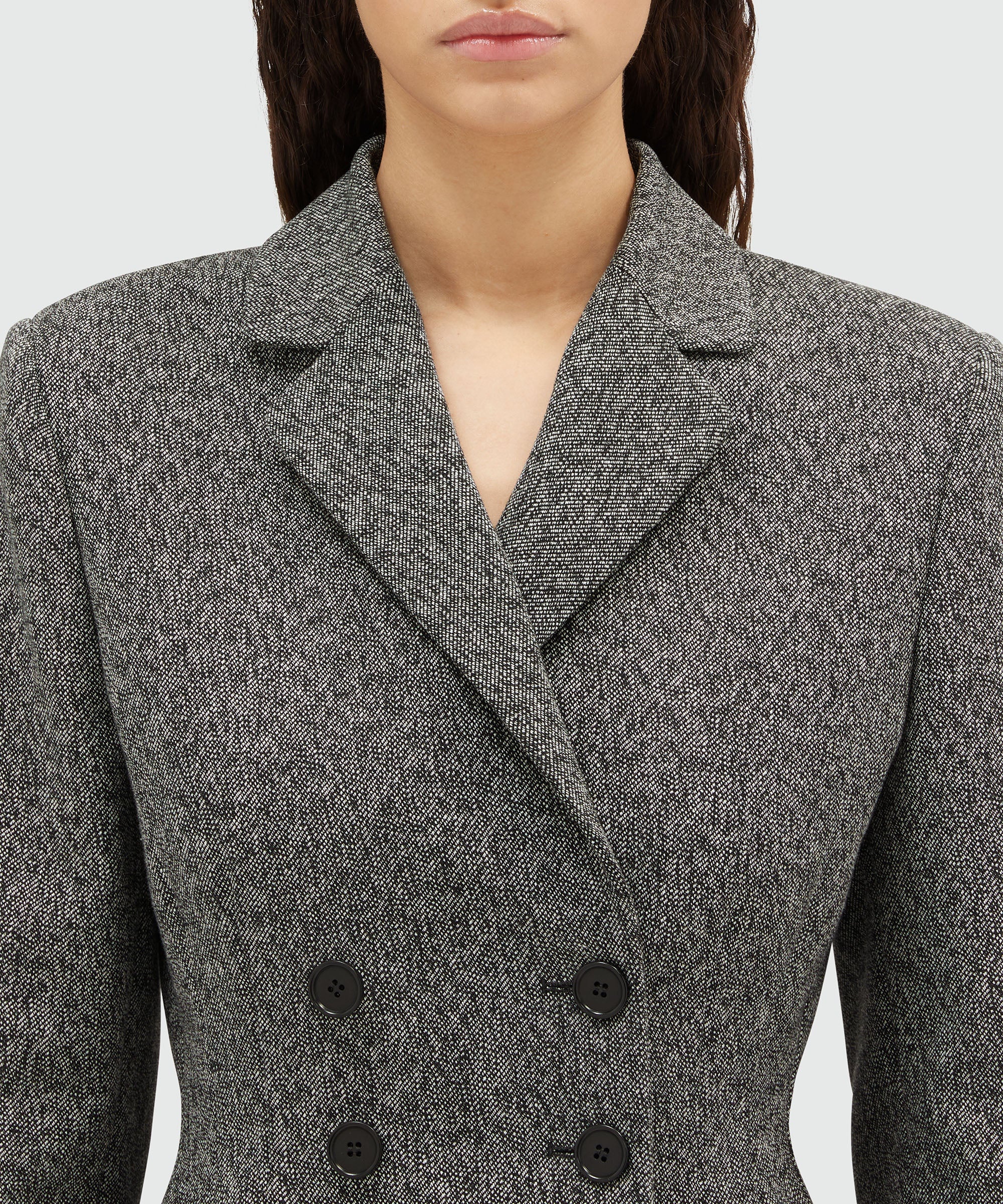 Salt and pepper blended wool jacket with faux-fur - 5