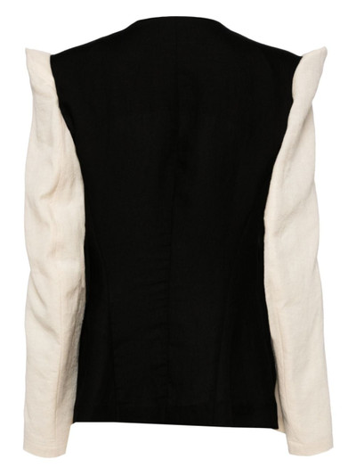 Yohji Yamamoto collarless panelled blazer outlook