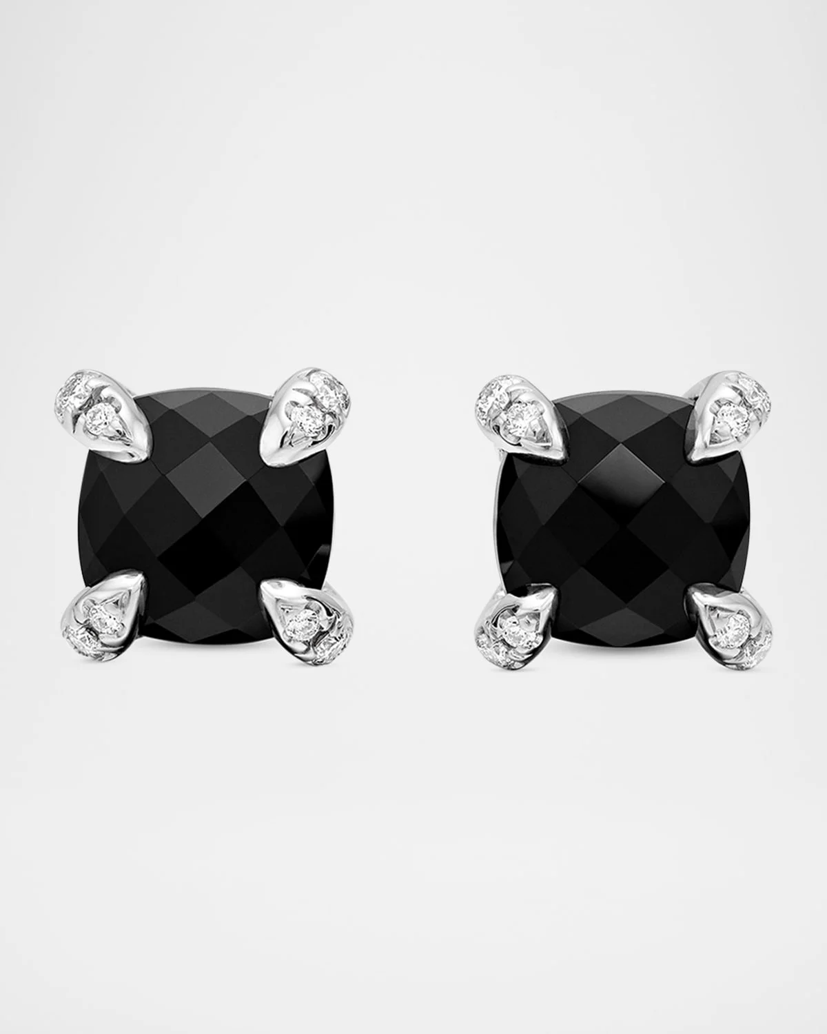 Chatelaine Stud Earrings with Gemstsones and Diamonds in Silver, 6mm - 1