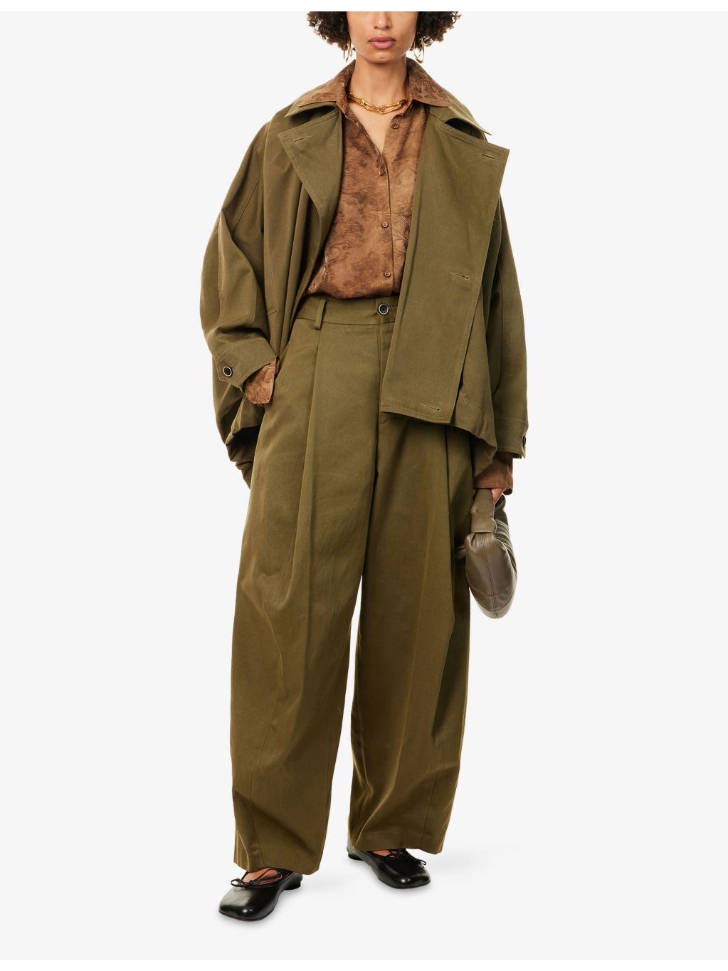 Pleated Wide-Leg Cotton Trousers - 2
