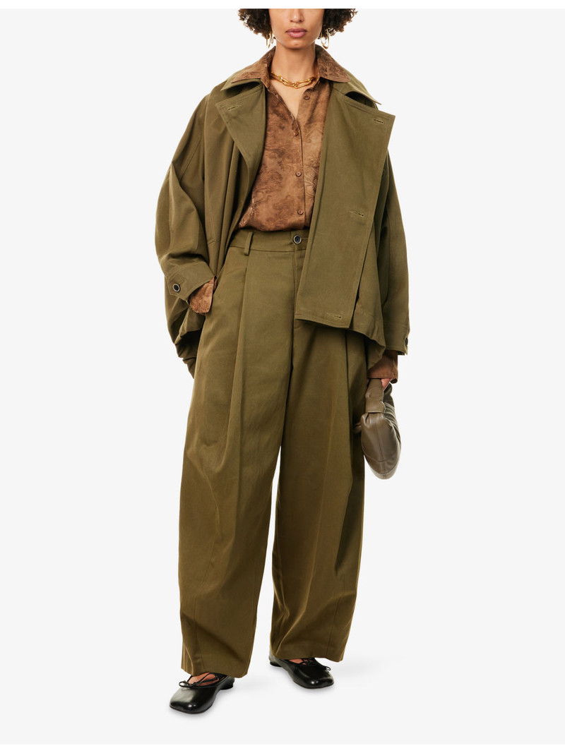 UMA WANG Pleated Wide-Leg Cotton Trousers outlook