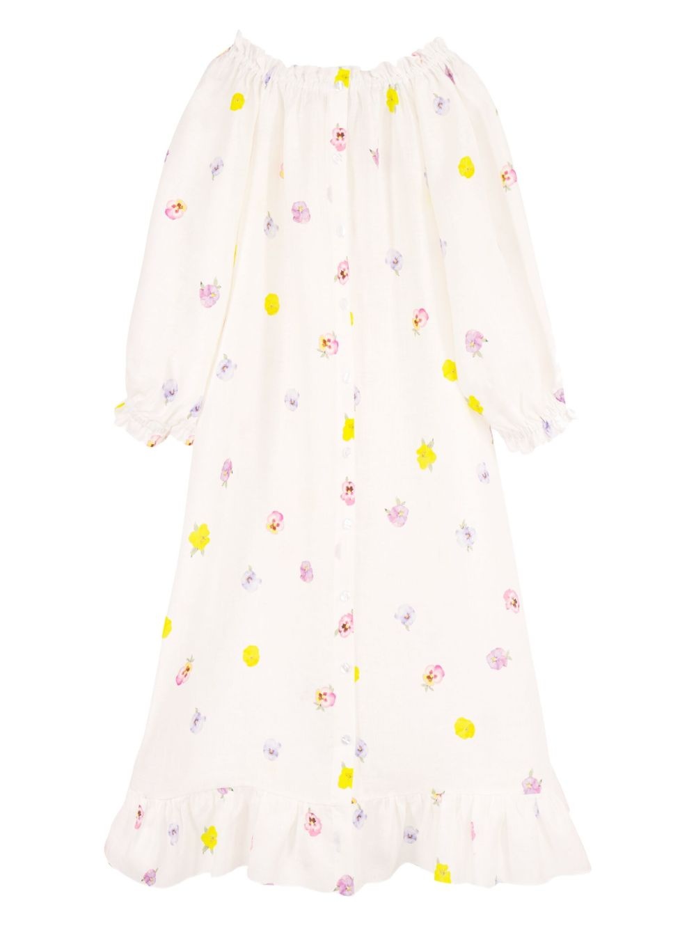 floral-print button-up dress - 1