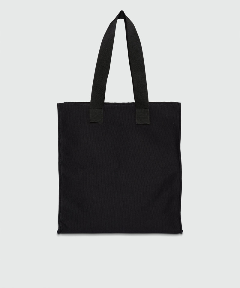 MSGM Black canvas tote with print and tonal handles outlook