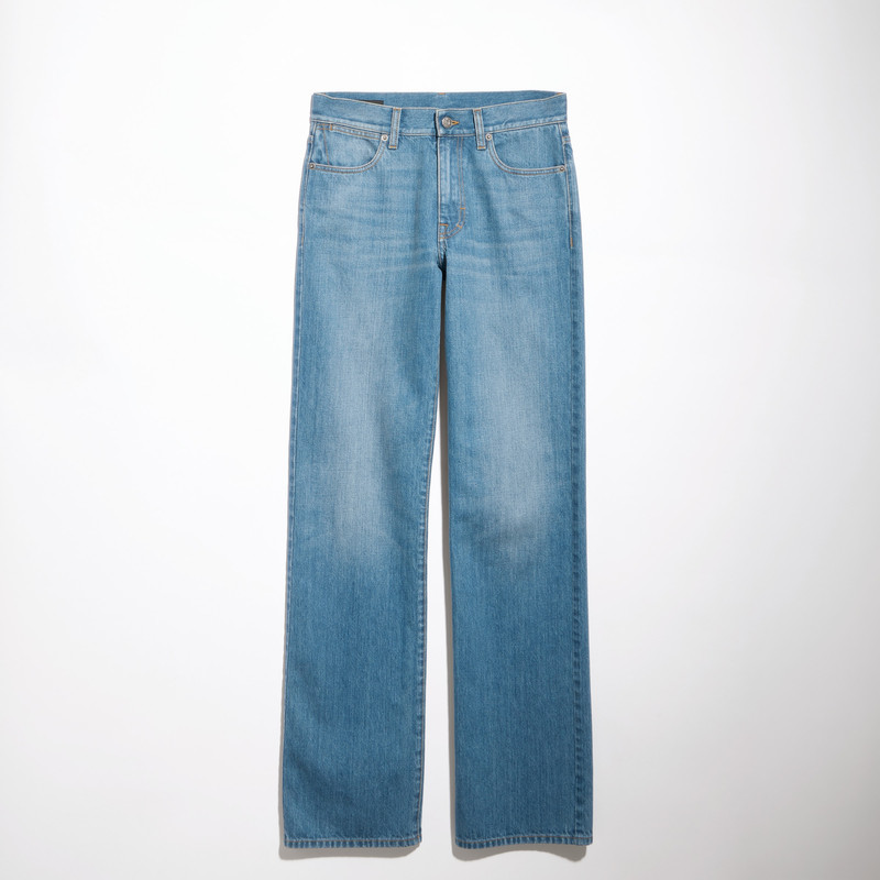 Bleached washed cotton denim pants - 1