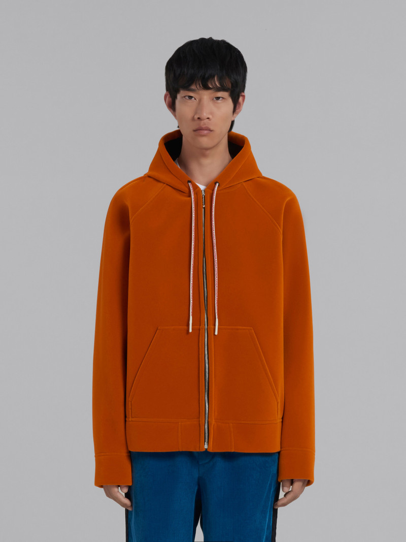 Marni ORANGE SPONGE JERSEY HOODIE WITH LOGO DRAWSTRING outlook