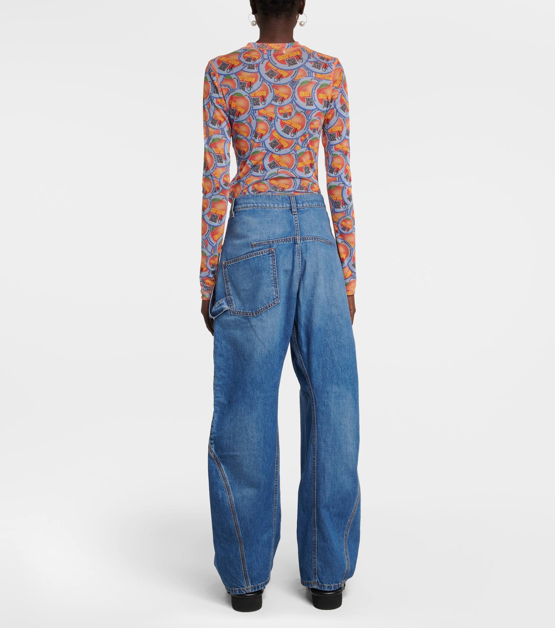 Twisted embroidered wide-leg jeans - 3