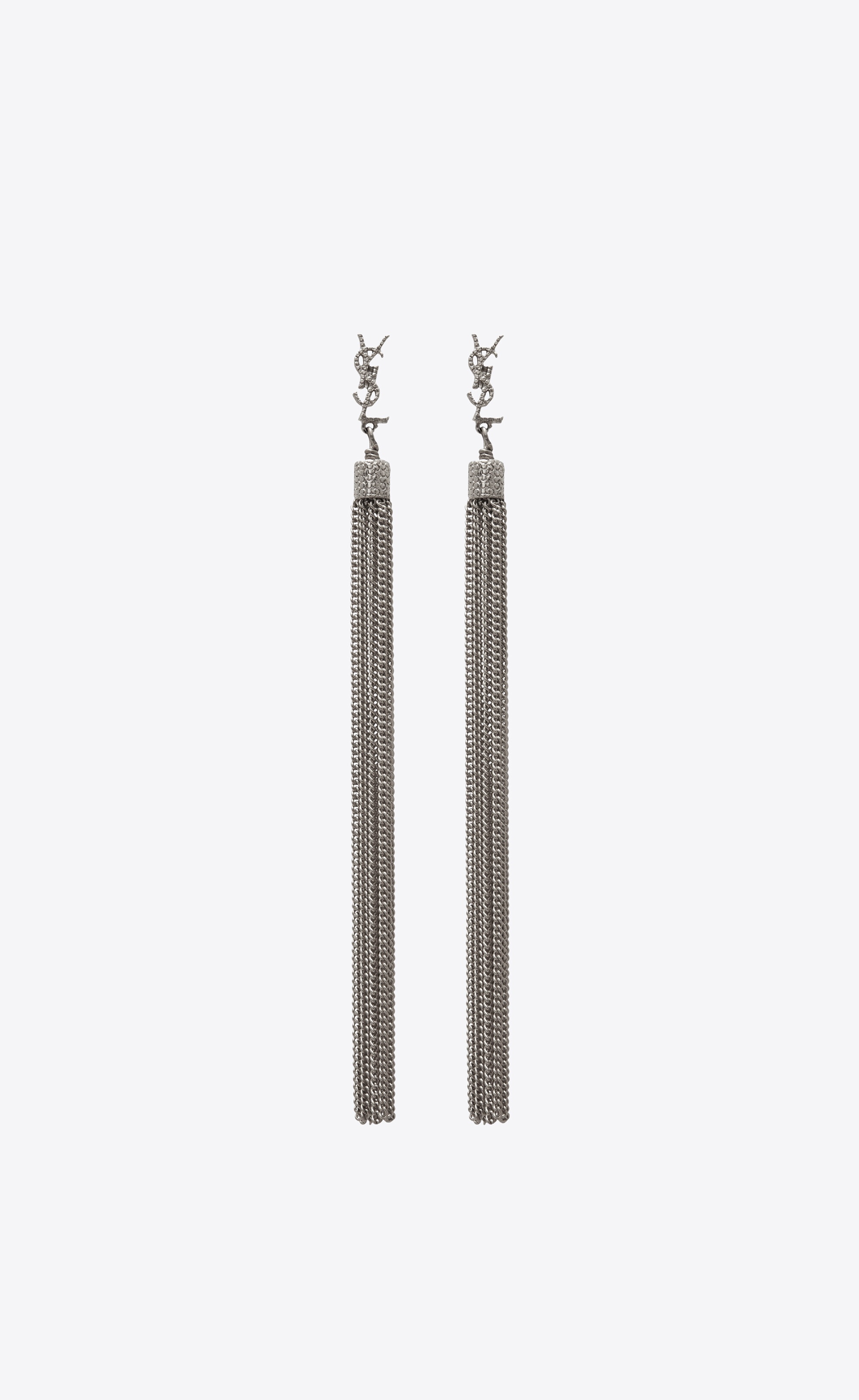 loulou earrings with chain tassels in silver brass - 1