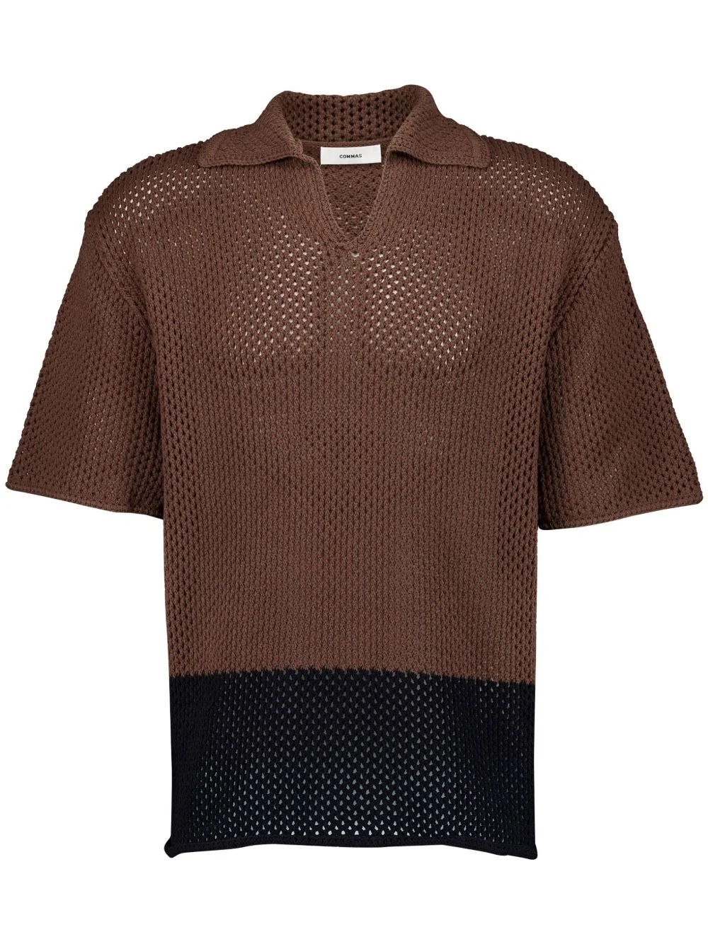 two-tone crochet polo shirt - 1