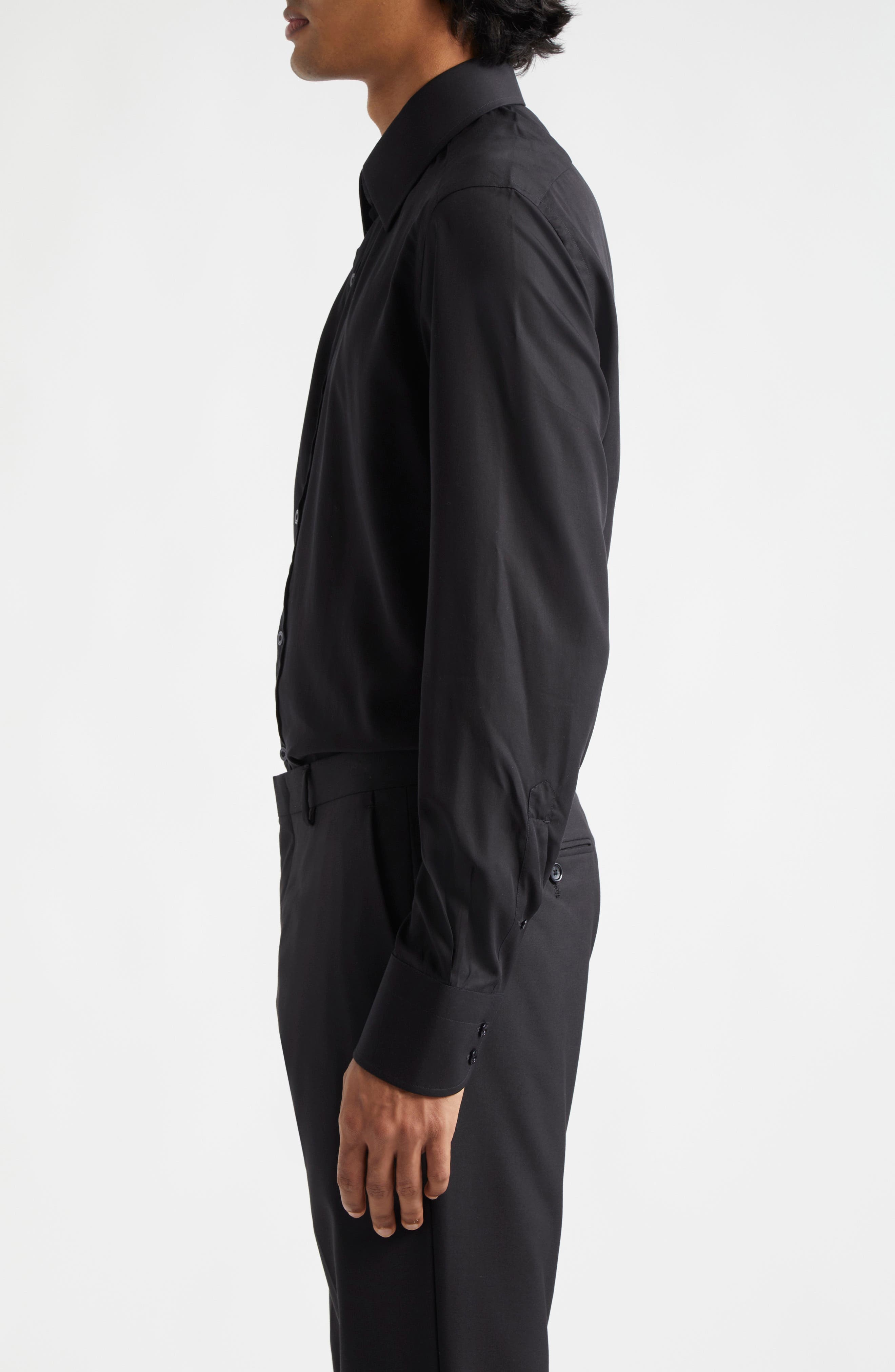 TOM FORD Fluid Parachute Slim Fit Button-Up Shirt in Lb999 Black at Nordstrom - 3