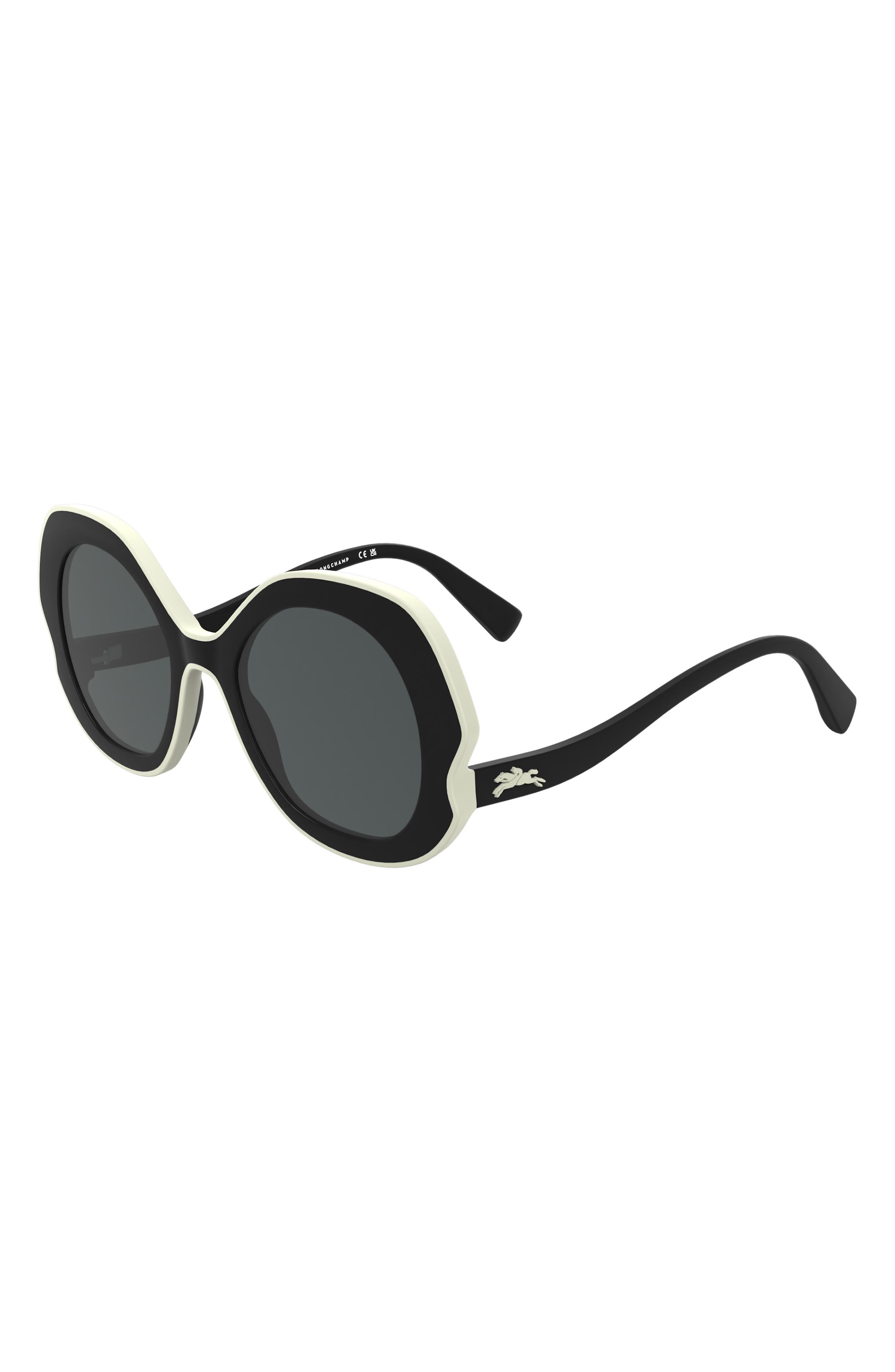 Longchamp 52mm Oval Sunglasses in Dark Grey/Black at Nordstrom - 2