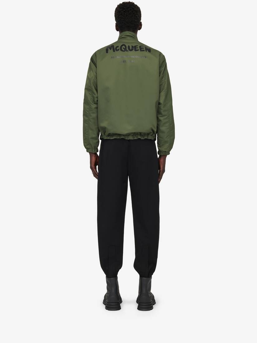 Men's McQueen Graffiti Reversible Jacket in Black/khaki - 4