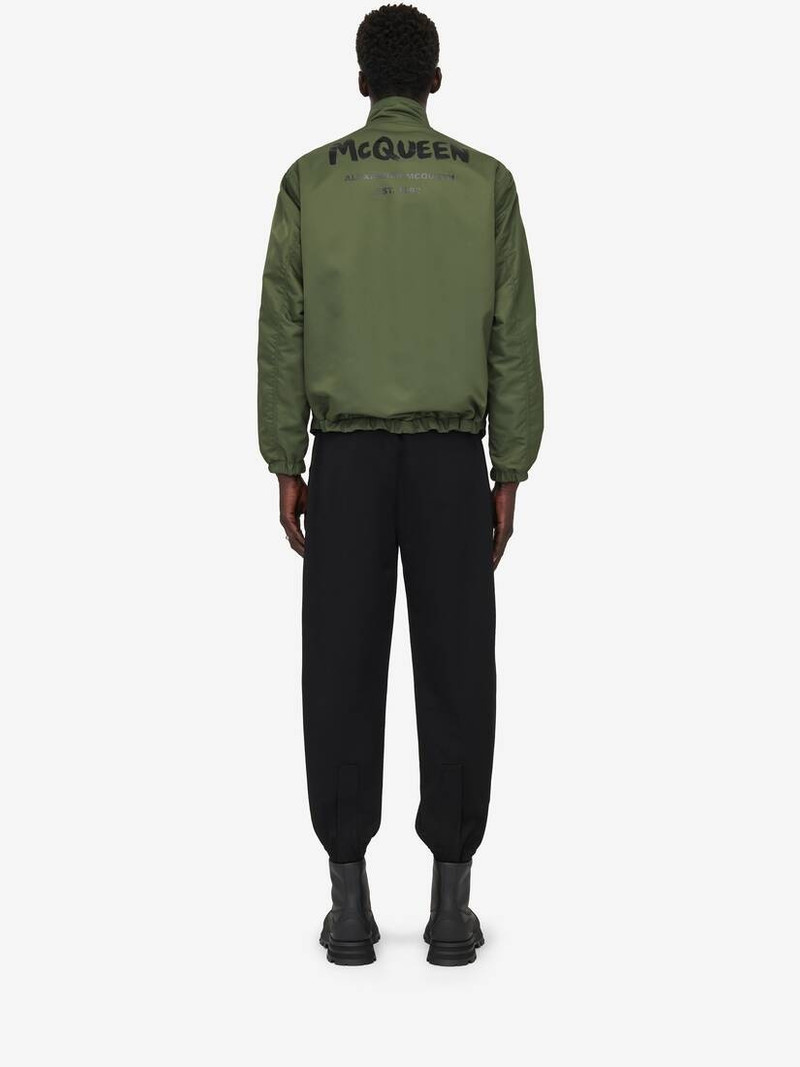 Men's McQueen Graffiti Reversible Jacket in Black/khaki 4