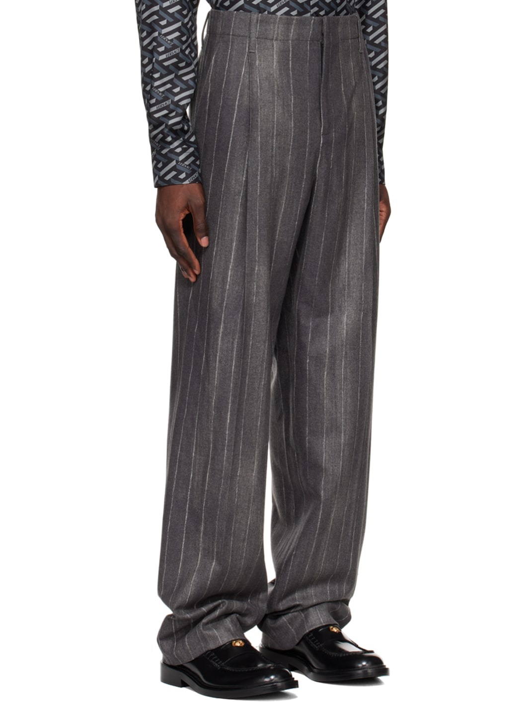 Gray Pinstripe Trousers - 2