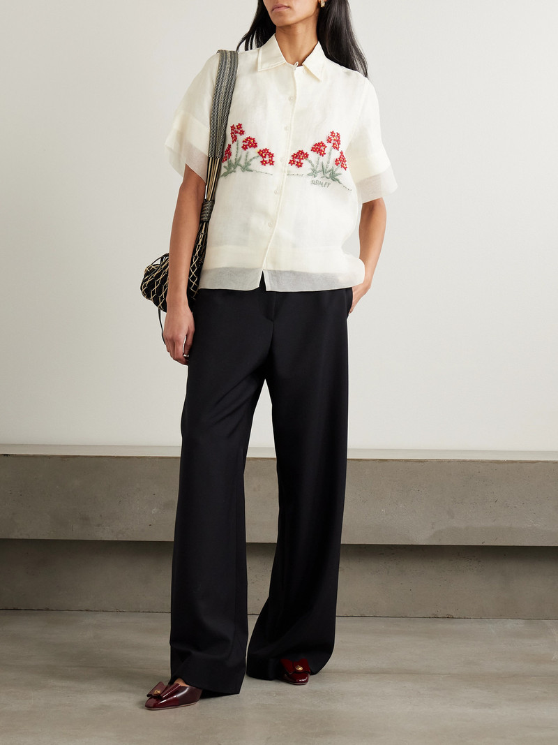 S.S.DALEY Cecilia Layered Embroidered Silk And Linen Shirt outlook