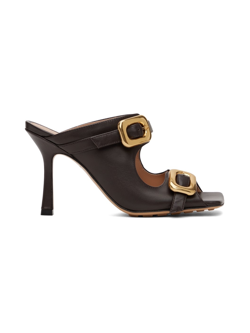 Brown Stretch Buckle Mule - 1