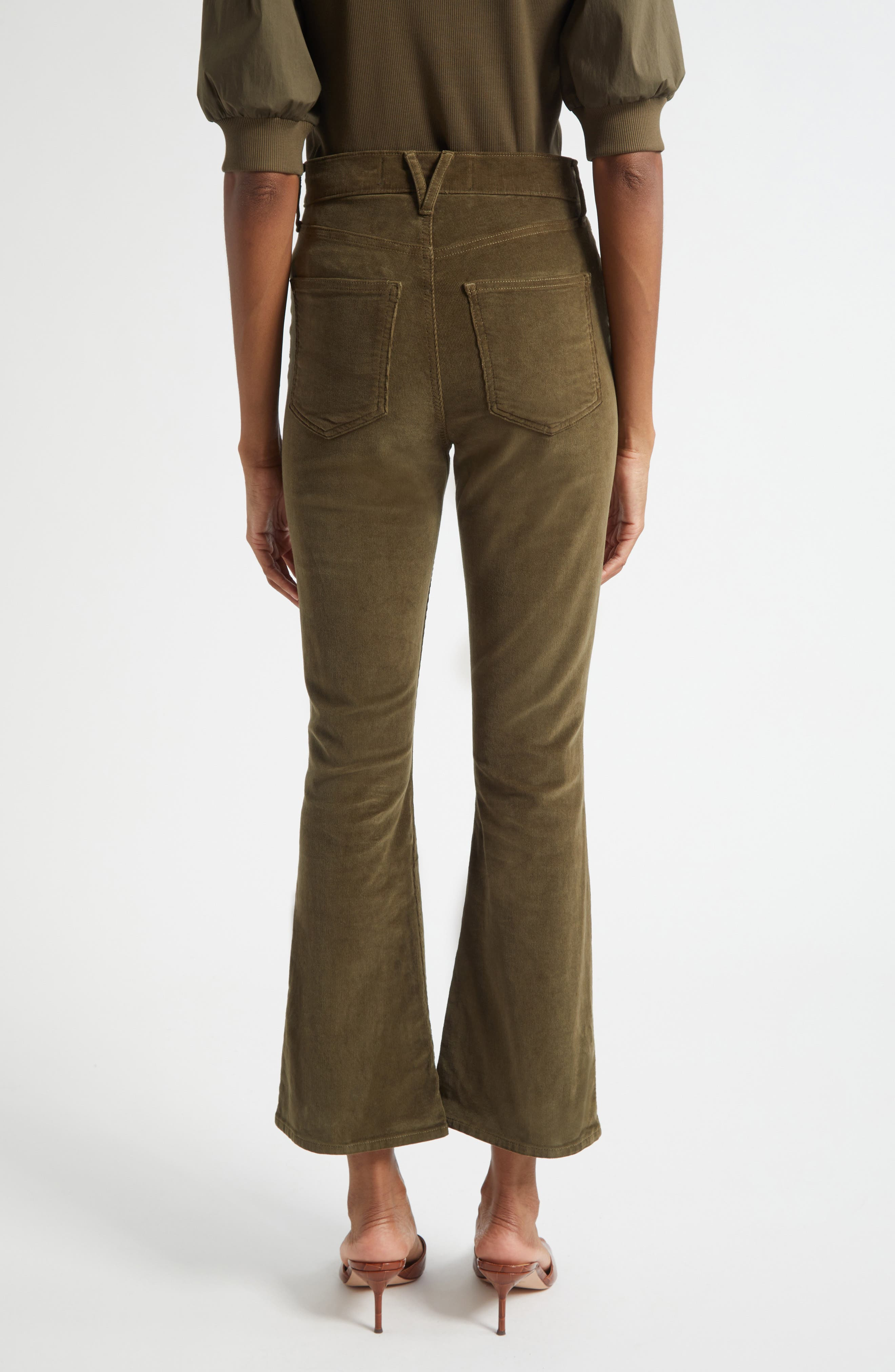 Veronica Beard Carson High Waist Ankle Flare Leg Corduroy Pants in Cypress at Nordstrom - 3