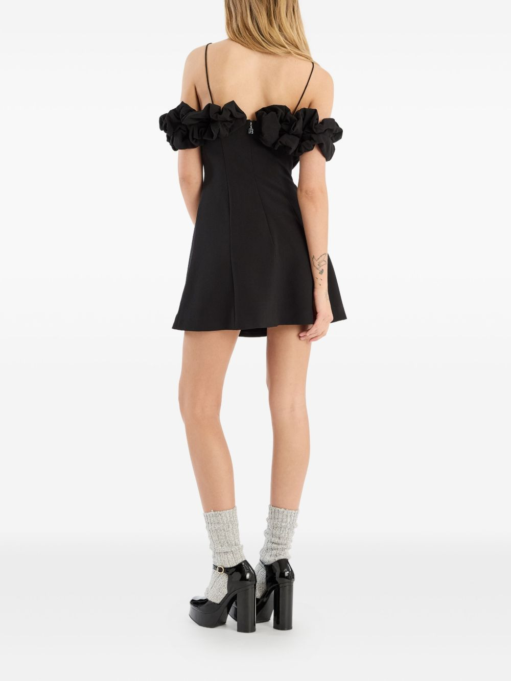 off-shoulder ruffled mini dress - 4