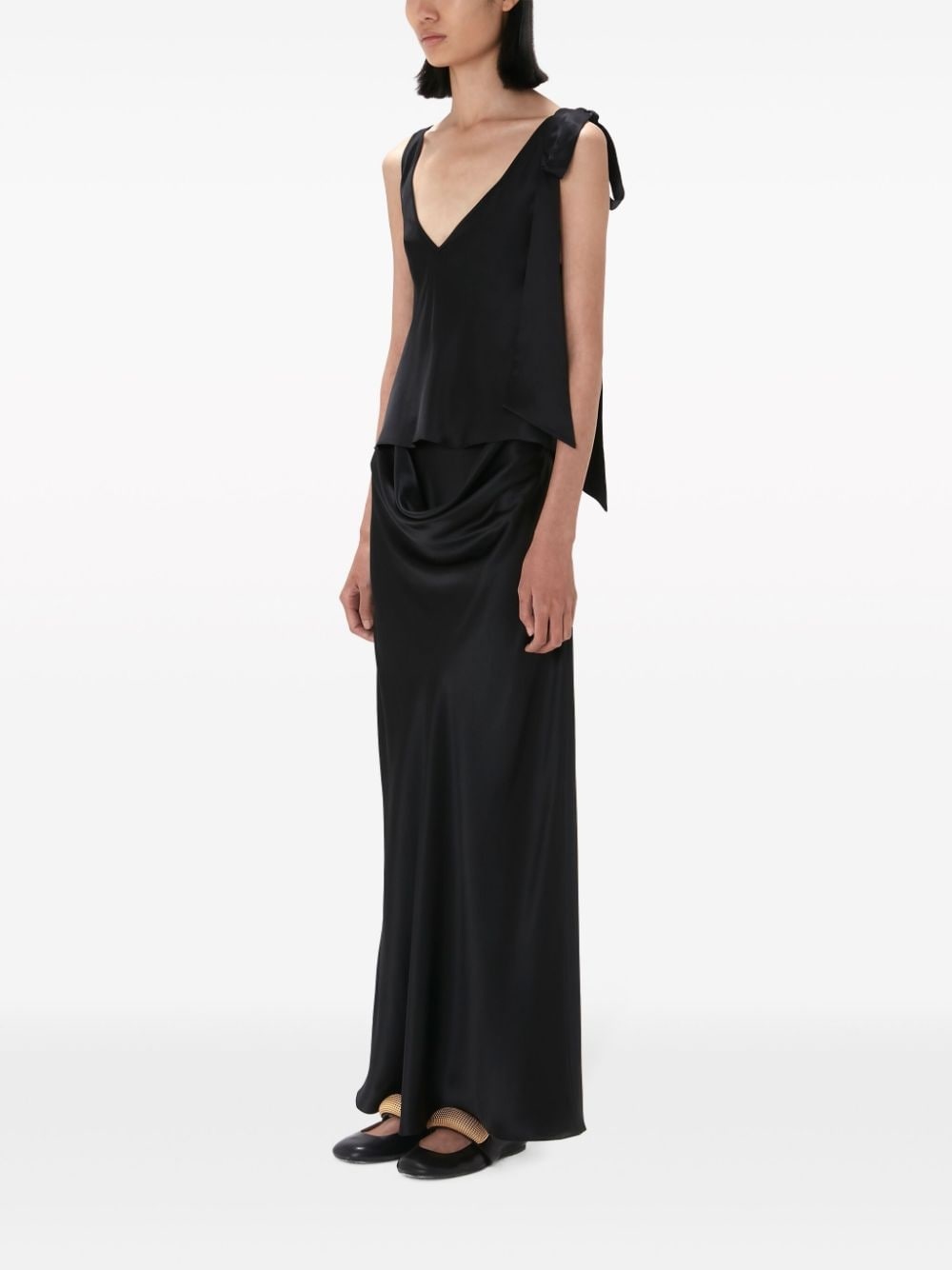 draped silk maxi skirt - 2