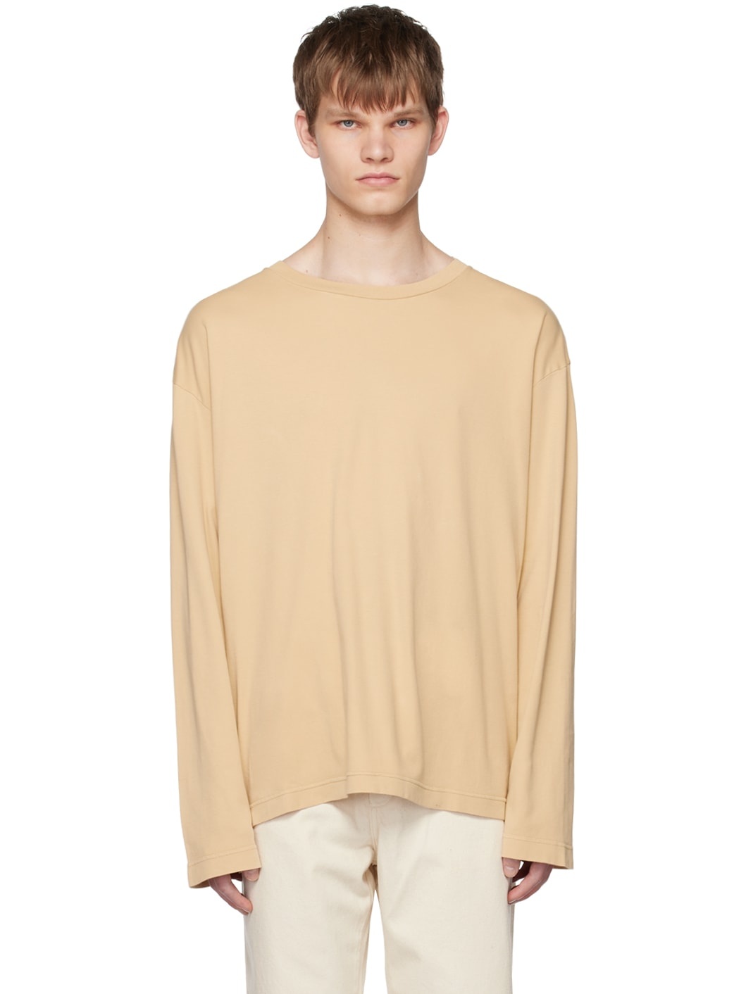 Beige Flame Clean Long Sleeve T-Shirt - 1