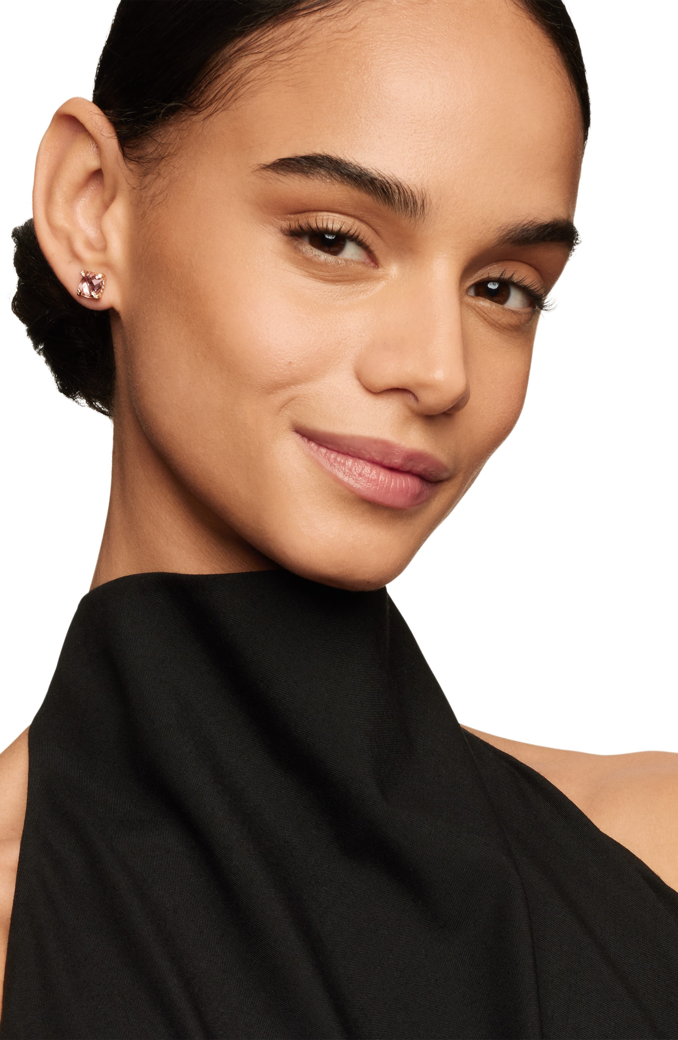 David Yurman Châtelaine® Morganite 18k Rose Gold Stud Earrings with Diamonds in Rose Gold/Diamond/Mo - 2