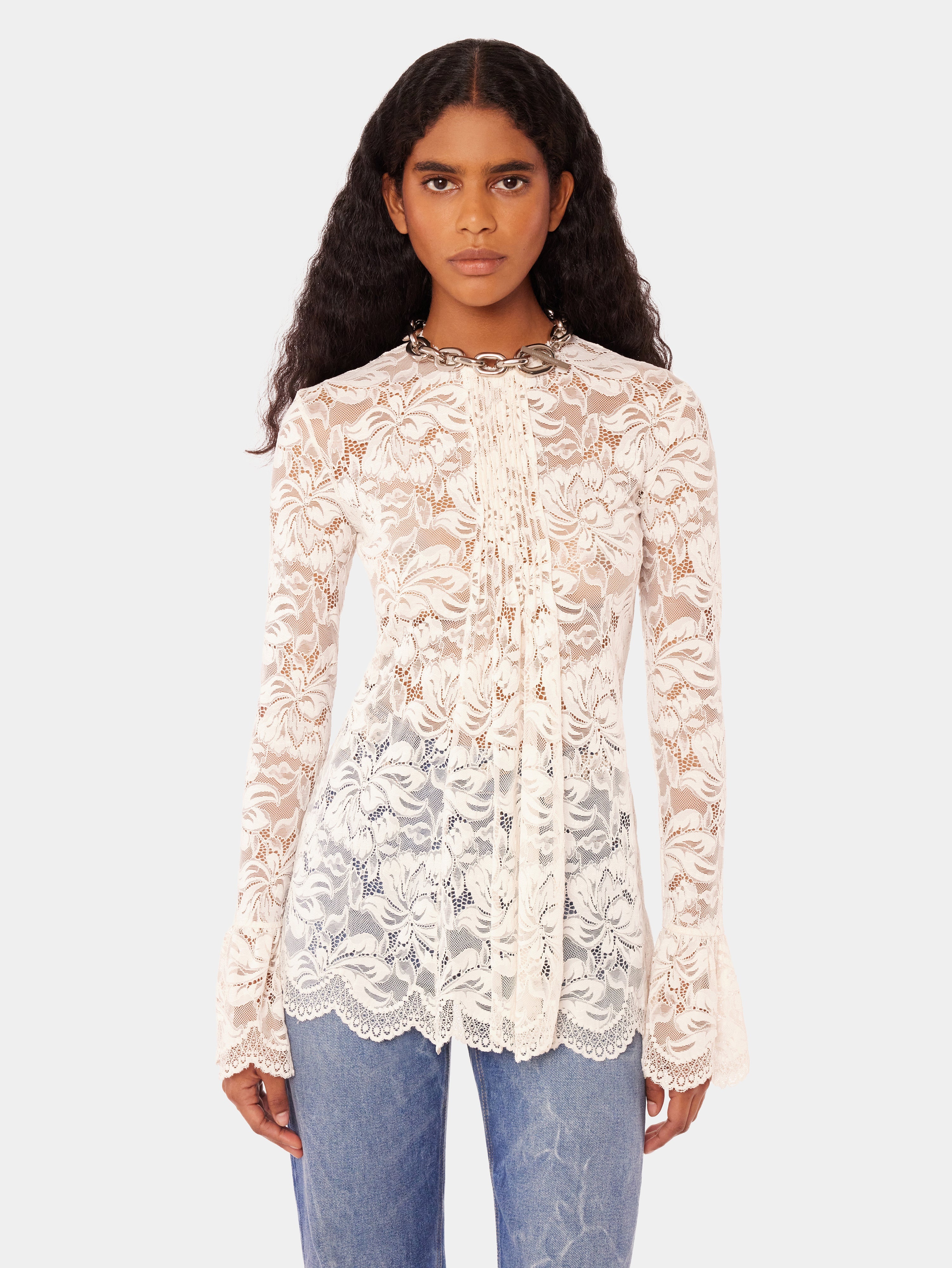 PLEATED LACE TOP - 1