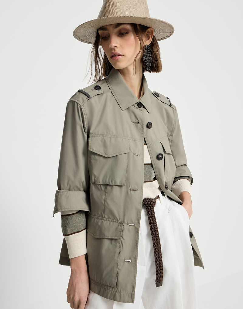 Lightweight techno cotton poplin outerwear jacket with monili 5