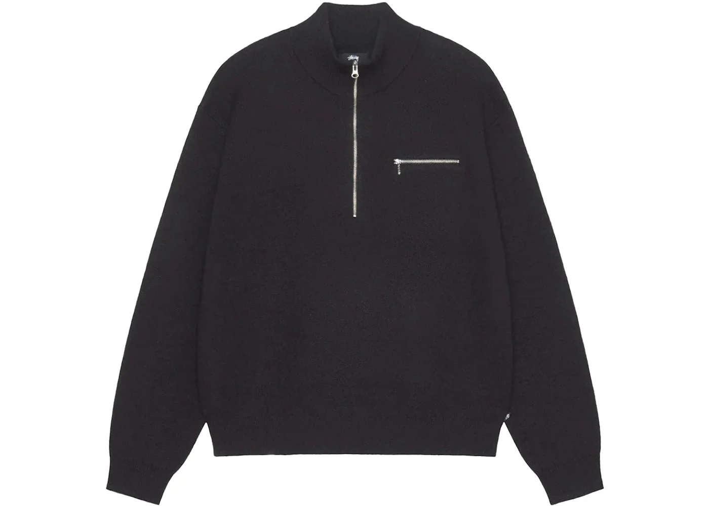 Stussy Half Zip Mock Neck Sweater Black - 1