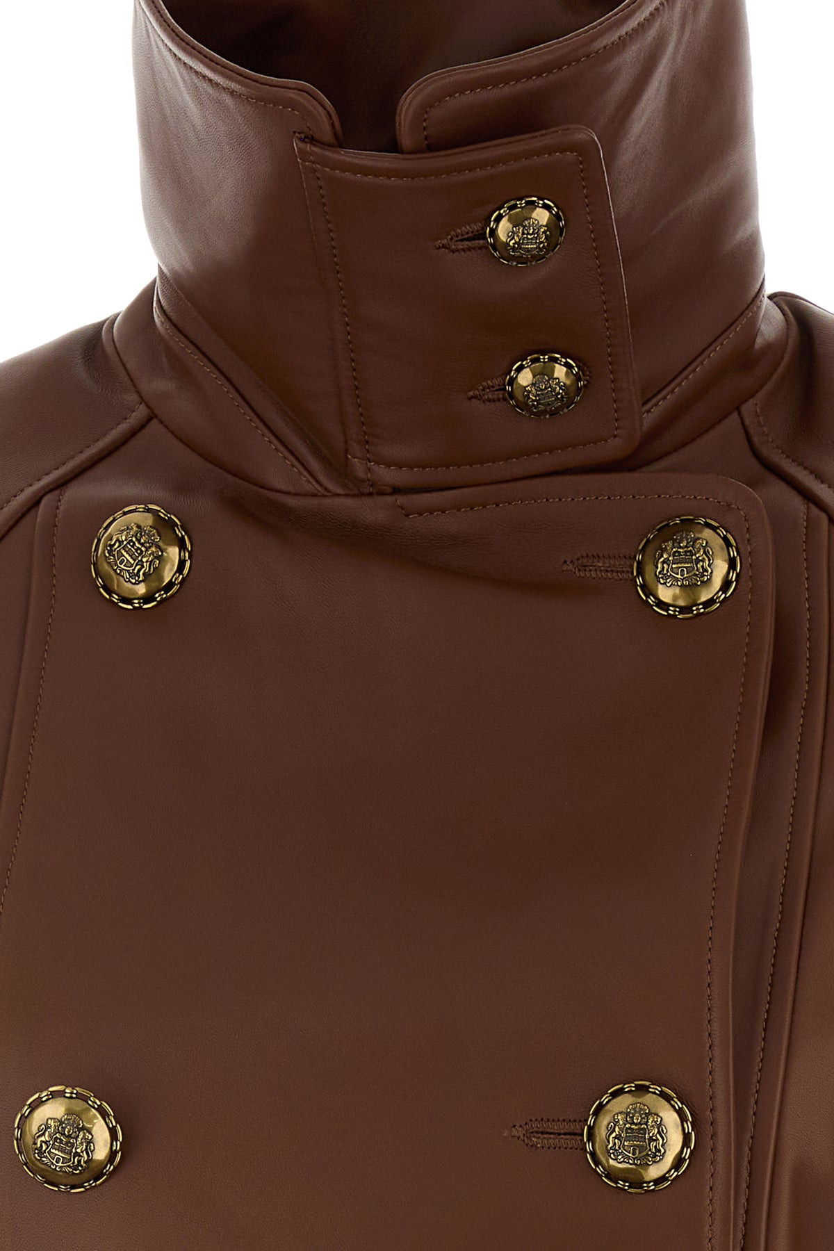 Brown leather Hypnotic trench coat - 3