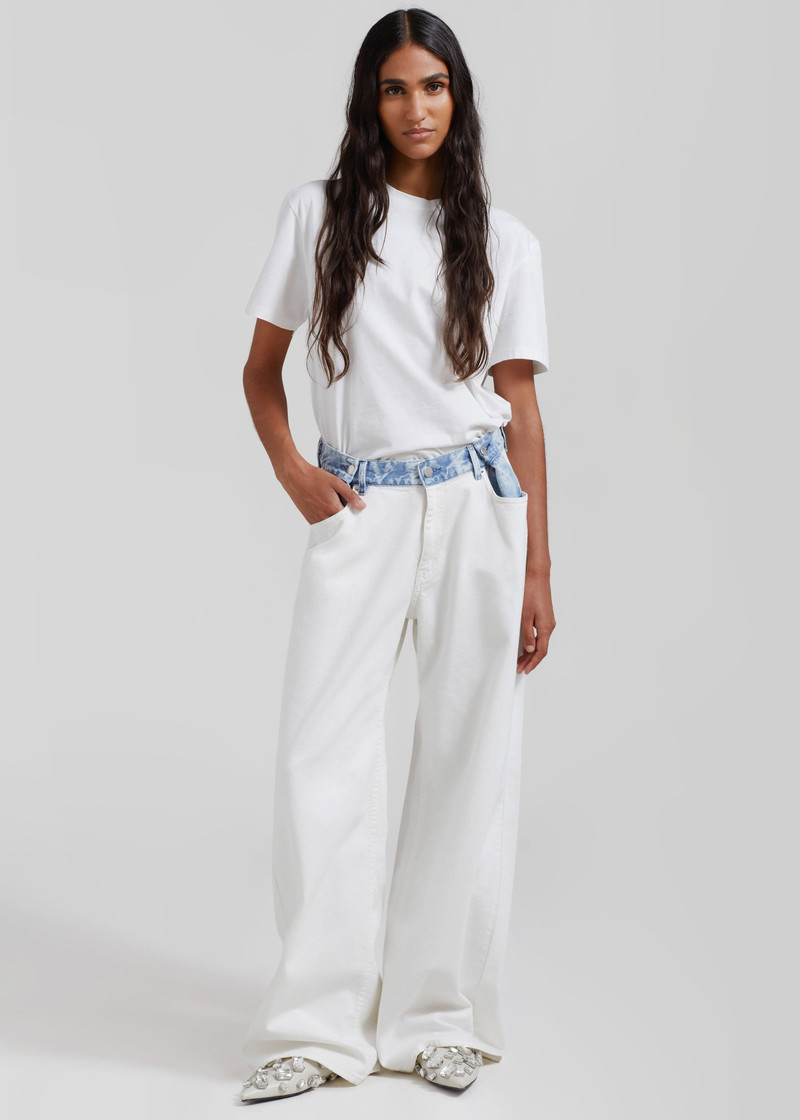 Hayla Contrast Denim Pants - Off White/Blue 5