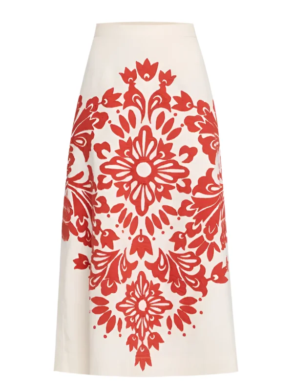 Liliana Applique Skirt in Red - 1