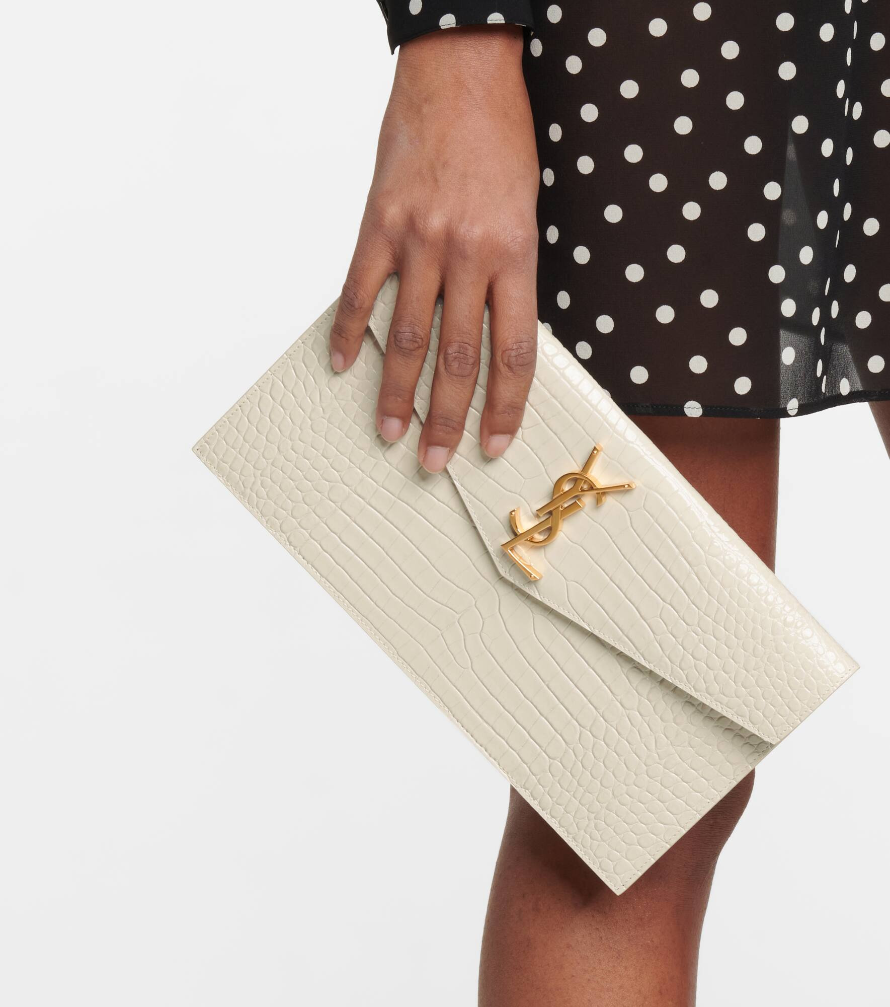 Uptown croc-effect leather clutch - 2
