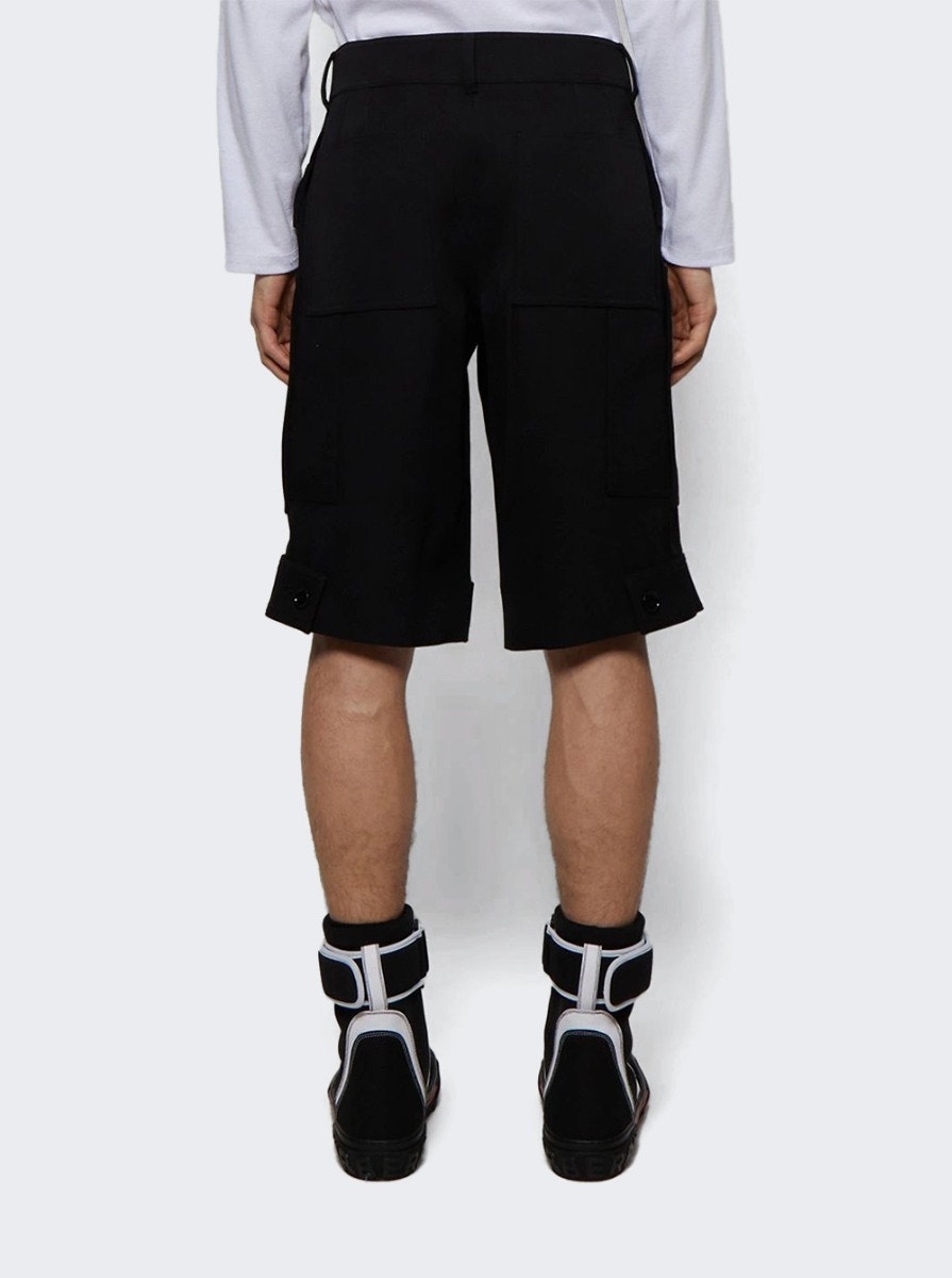 Panel Detail Grain De Poudre Wool Shorts Black - 6