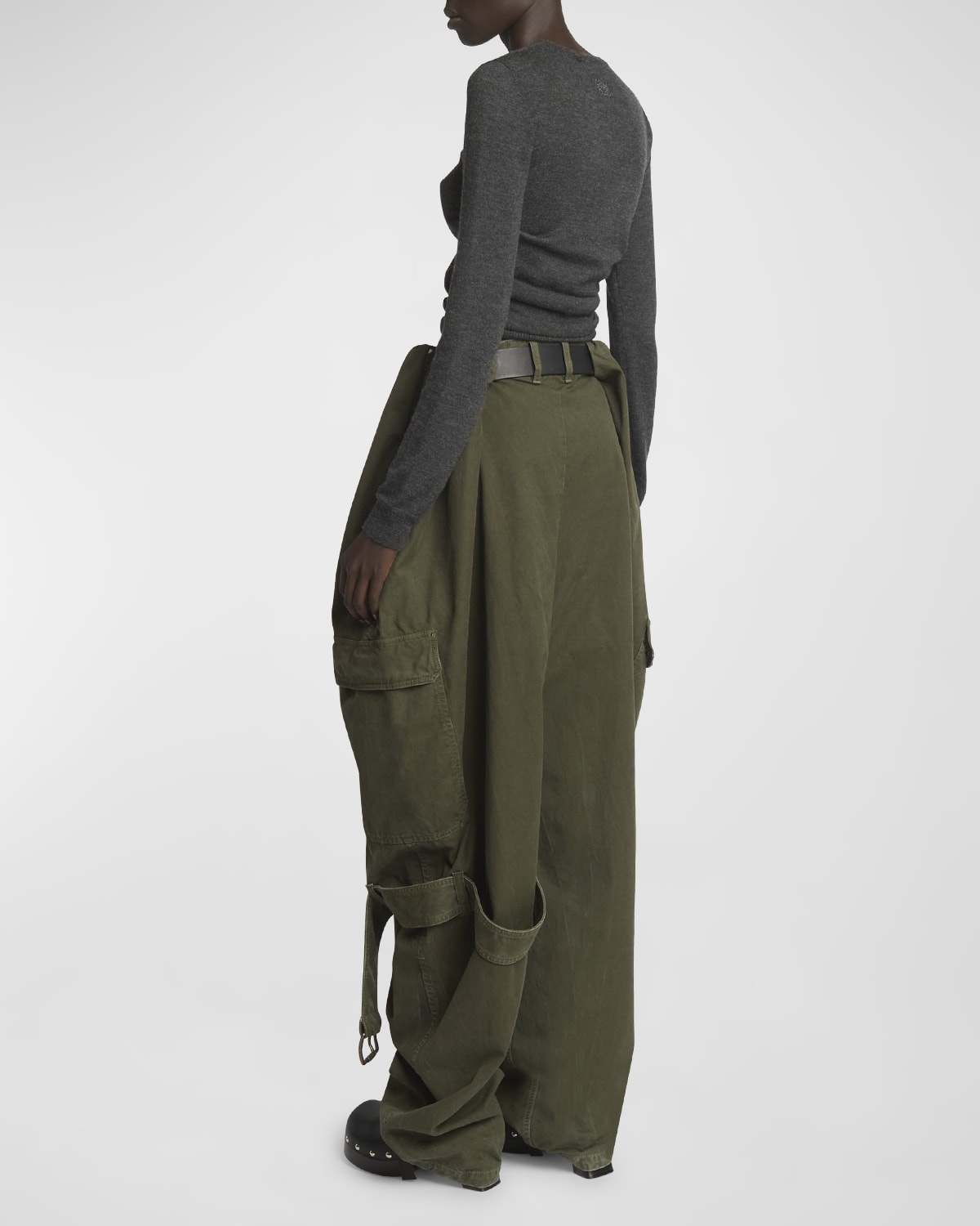 Wide-Leg Balloon Cargo Trousers - 4