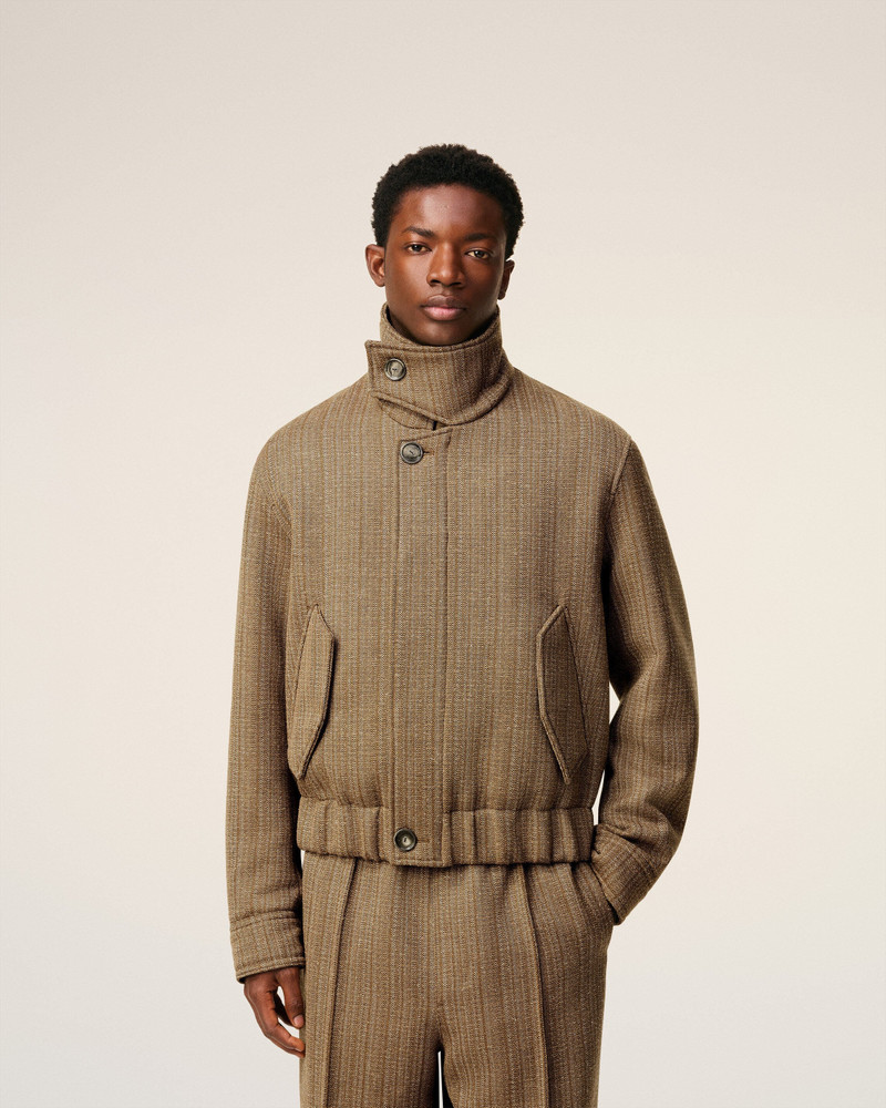 BROWN WOOL HERRINGBONE HARRINGTON JACKET 3